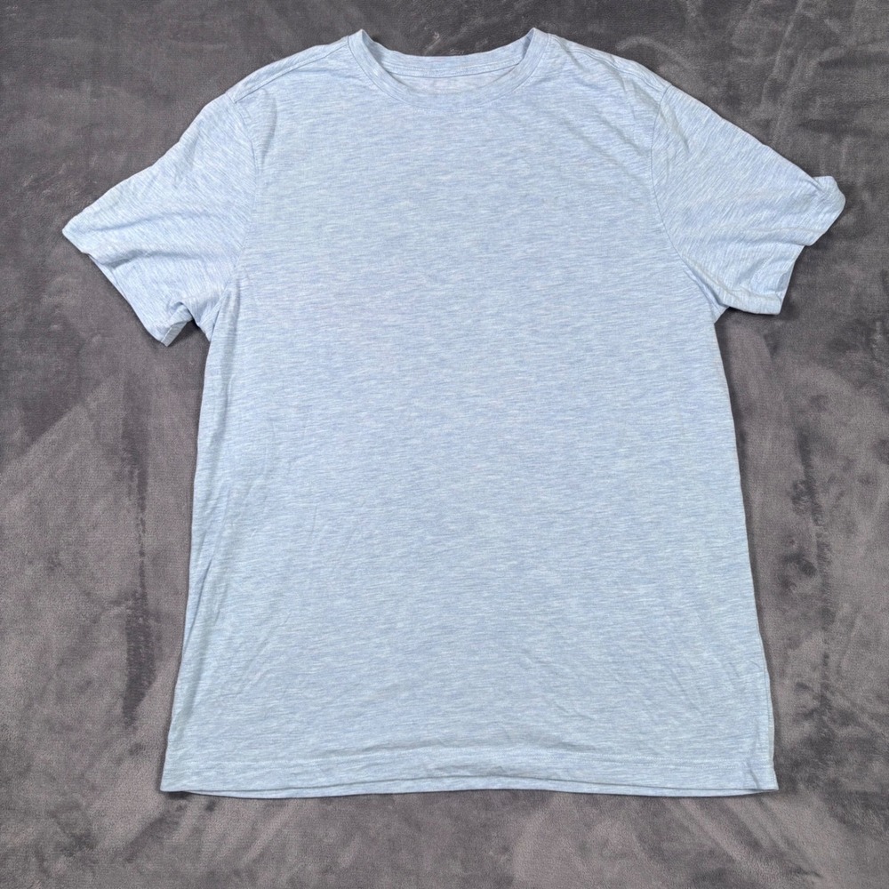 Mizzen+Main Mens Large Light Blue Heather Performance Modal Blend Crewneck Tee